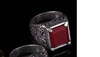 Chinese Style Totem Ancient Silver Men'S Ring