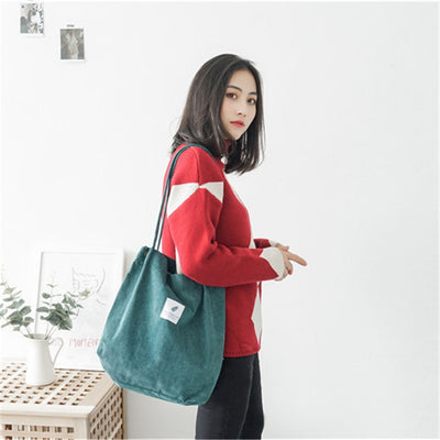 Women'S Shopping Bag Large Ladies Canvas Shoulder Bags Tote Shopper Eco Reusable Bag Cotton Cloth Handbag for Women