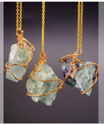 Natural Stone Pendant Irregular Crystal Rough Necklace