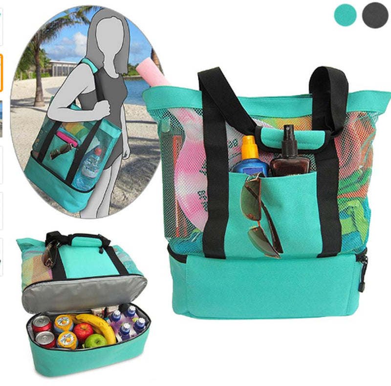 Large Capacity Canvas Single Shoulder Srorage Bag Double Layer Outdoor Travel Picnic Bag Lunch Box with Zipper