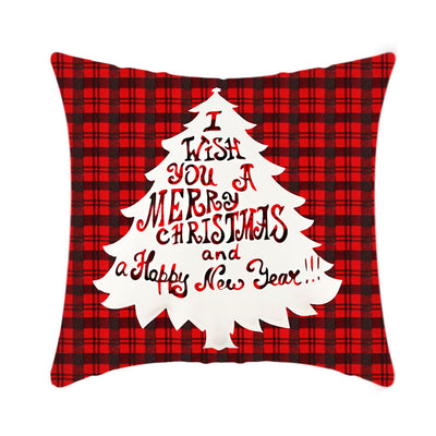 2021 Merry Christmas Cushion Cover 45Cm Elk Santa Claus Short Plush Sofa Pillow Cover Home Decor Pillowcase Christmas Decoration