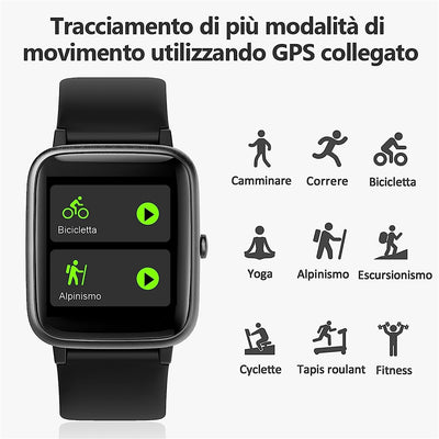 Smartwatch, 5ATM Impermeabile Unisex per Uomo E Donna, Monitoraggio Salute Di Frequenza Cardiaca E Sonno, Notifiche Messaggi Whatsapp, Compatibile Con Android/Ios