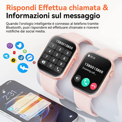 2023 Smartwatch Uomo Donna, 1,85'' Schermo Orologio Smartwatch Con Chiamata Bluetooth E Risposta Vivavoce, Smart Watch Con Contapassi, Cardiofrequenzimetro Da Polso, Orologio Fitness per Android Ios