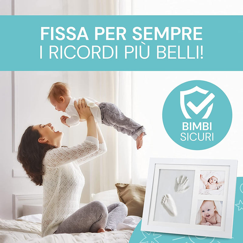 © Set Di Impronte Di Mani E Piedi per Bambini, Con Lettere - Cornice Di Alta Qualità Con Argilla Da Modellare Extra Morbida - Set Regalo per Bambini