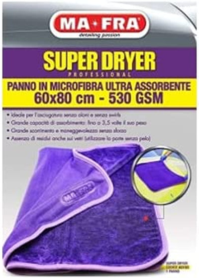 , Super Dryer, Panno in Microfibra Superfine, Ad Alto Grado Di Assorbimento E Resistenza, Nel Maxi Formato Da 60X80Cm