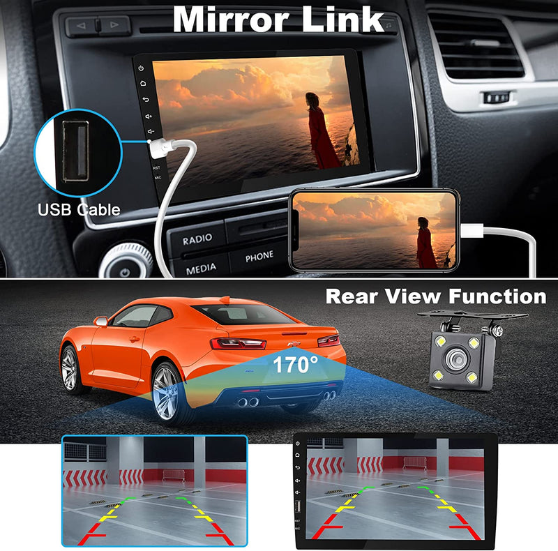 Autoradio Bluetooth 1 Din Compatibile Apple Carplay, 9 Pollici Stereo Auto Touch Screen Supporta Bluetooth Vivavoce/Am/Fm Radio/Mirror Link/Usb/Telecamera Posteriore/Microfono