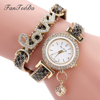 Fanteeda Brand Women Bracelet Watches Ladies Watch Rhinestones Clock Womens Fashion Dress Wristwatch Relogio Feminino Gift