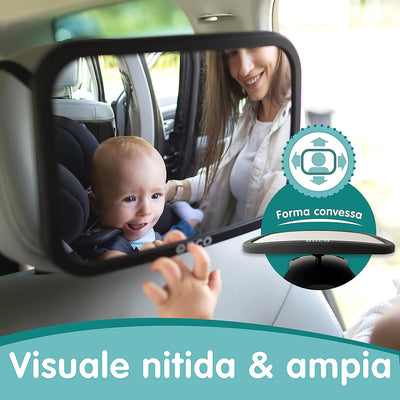 Specchietto Retrovisore Bambini - 100% Infrangibile - Guida in Sicurezza E Monitora Il Tuo Bambino - Accessorio Auto per I Neogenitori - Vincitore Del Madeformums Awards