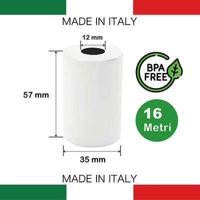 10 Rotoli Pos 57Mm X 16M X 12Mm - Rotoli Pos Di Carta Termica - Ricevute Bancomat Rotolini per Terminale Pos E Pagamento Elettronico 57X35X12 (10 Rotoli)