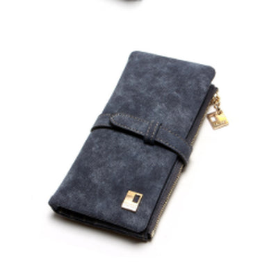 Korean Version of the Retro Matte Leather Two-Fold Draw Long Wallet Multi-Card Lady Wallet