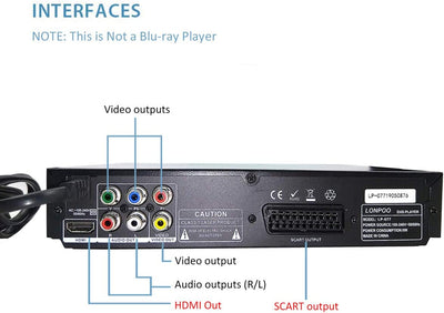 Lettore DVD per TV, LP-077 Lettore CD DVD Con Uscita Scart E Uscita HDMI E AV, Porta MIC, Ingresso USB, Design Della Custodia in Metallo (Cavo HDMI E AV Incluso)