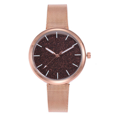 Fashion Women Romantic Starry Sky Wrist Watch Casual Rose Gold Steel Mesh Belt Rhinestone Watch Relogio Feminino