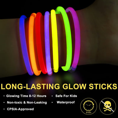 230 Fluo Party Kit, Braccialetti Luminosi Fluorescenti Bambini Adulti Starlight Glow Sticks E Connettori per Bracciali Occhiali Gadget per Comleanno Feste Carnevale Capodanno Pasqua