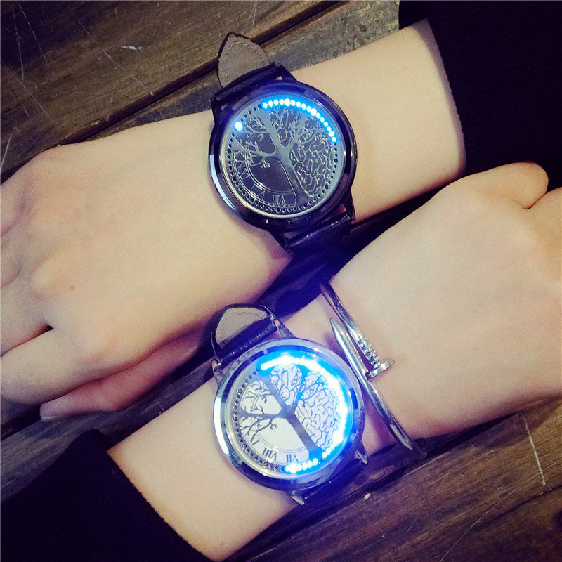 Creative Concept, Personality, Tide Brand, Intelligent Circular True Belt, Simple Waterproof LED Watch Tide Men and Women Lovers Table