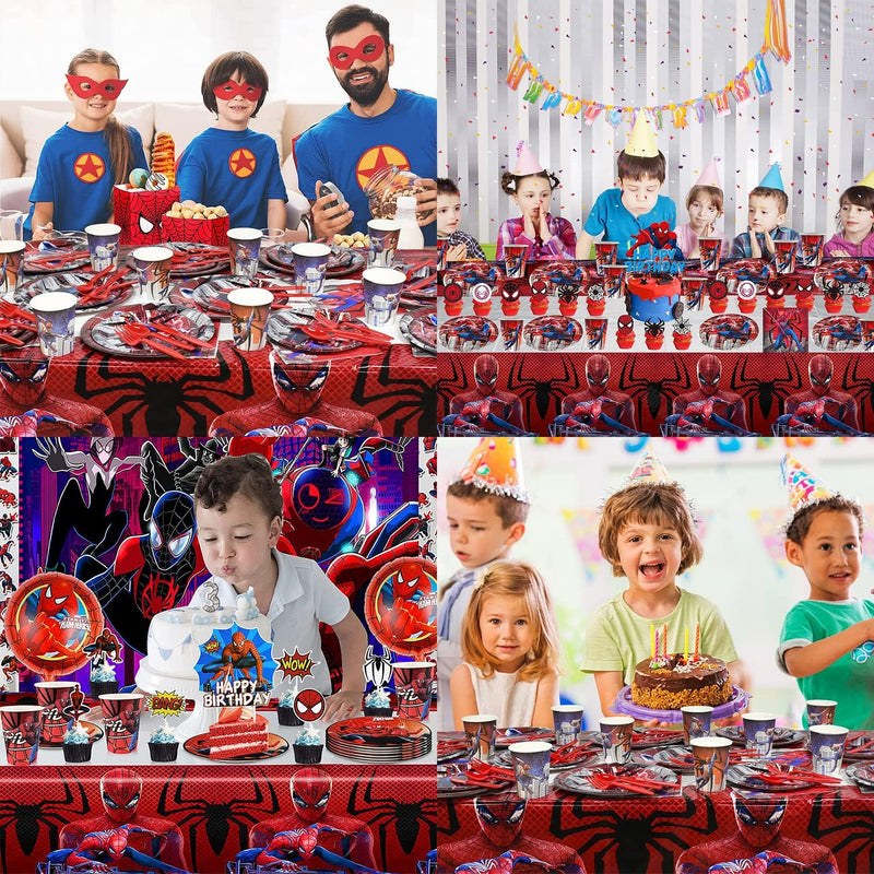 Spiderman - Set Di Piatti Di Carta, 81 Pezzi, Super Eroe, Decorazione Di Compleanno, Bicchieri, Tovaglioli, Tovaglia per 20 Bambini, Compleanno Dei Bambini, Decorazione per Feste