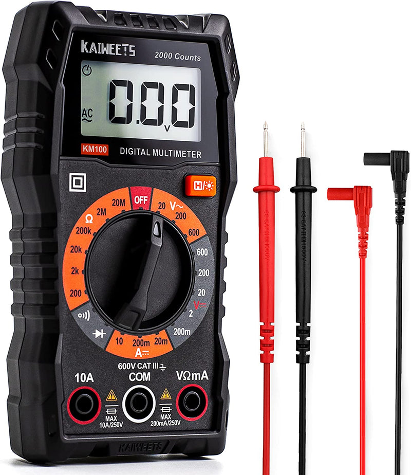 Multimetro Digitale  Tester Portatile MINI TRMS 2000 Conta Tensione CA Cc/Corrente Cc/Resistenza/Continuità/Diodi, Doppio Isolamento