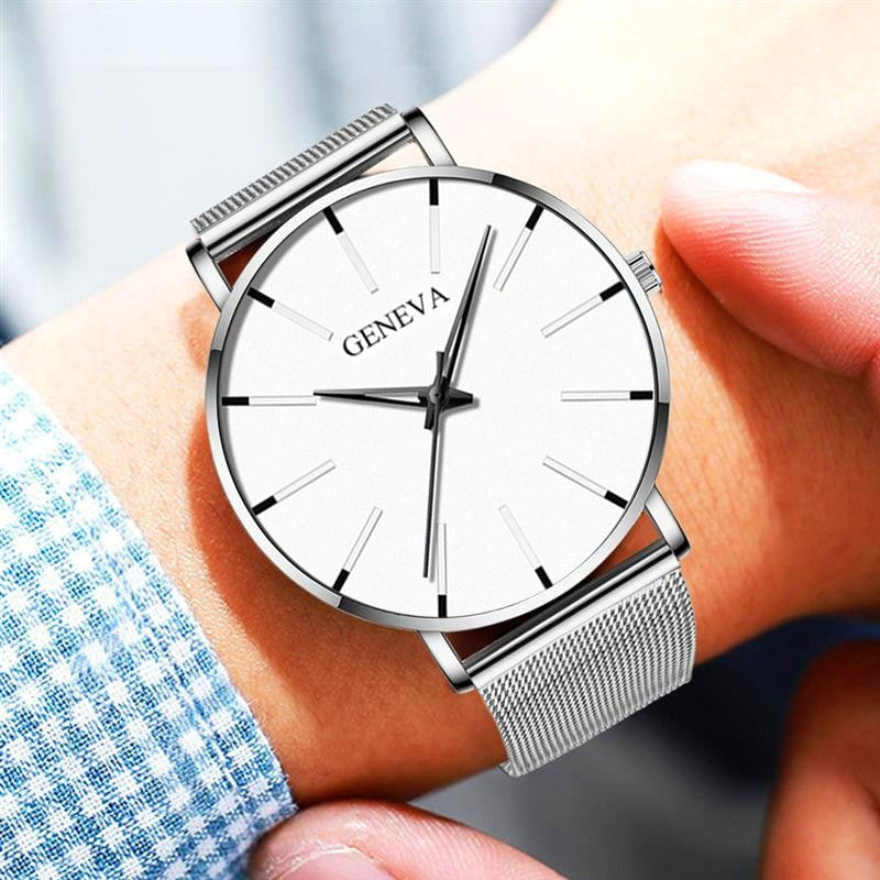 Stainless Steel Mesh Band Business Quartz Watch