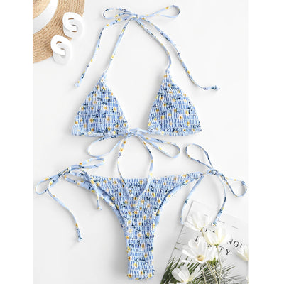 European and American Ladies Split Print Bikini Swimsuit