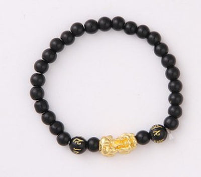 Obsidian 18K Gold Bracelet Six Brave Words on Hand and Little Pearl Transport Gifts Wholesale