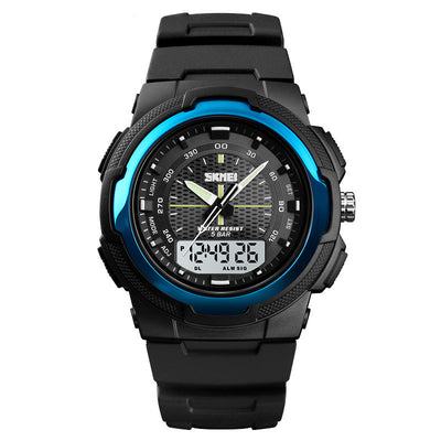 Men'S Electronic Double Display Rubber Watch