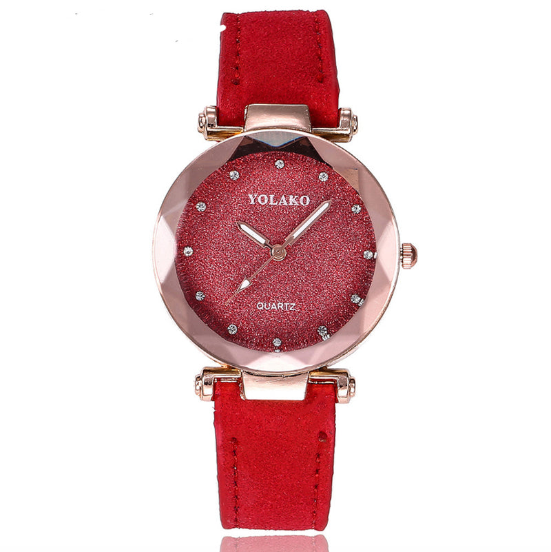 Matte Belt Color Foundation with Diamond Dial Quartz Watch