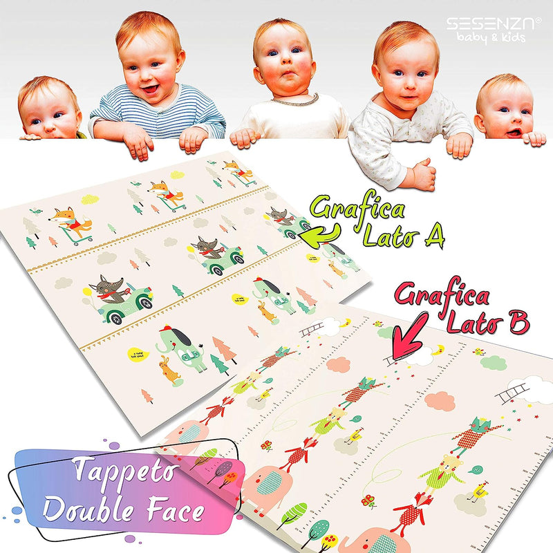 Tappeto Gioco Bambini E Neonato | Certificato CE | Atossico Tappeto Morbido per Gattonamento Pieghevole Antiscivolo Reversibile Portatile | Ideale per I Primi Passi Tummy Time E Idea Regalo