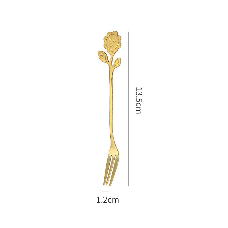 Japanese Style Stainless Steel Cartoon Sunflower Spoon