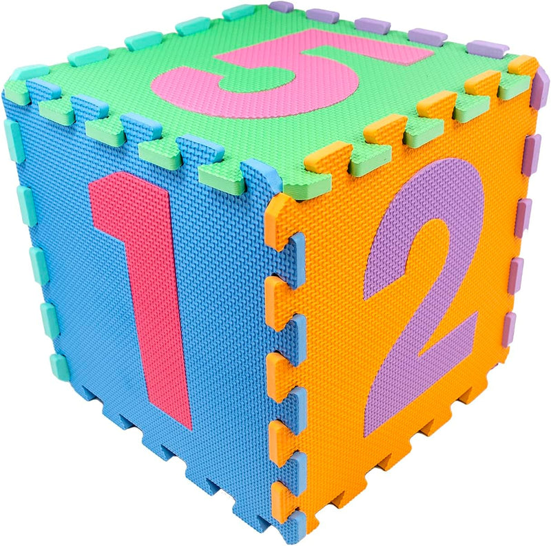 Tappeto Bambini 10 Pezzi 30X30 Numeri Tappetini Puzzle Gioco Gomma Schiuma Eva Certificato CE