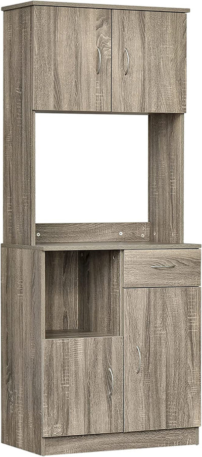 Credenza Moderna per Cucina O Sala Da Pranzo, Mobile Buffet Con Armadietti E Cassetti in Legno, Grigio, 71X41X178Cm