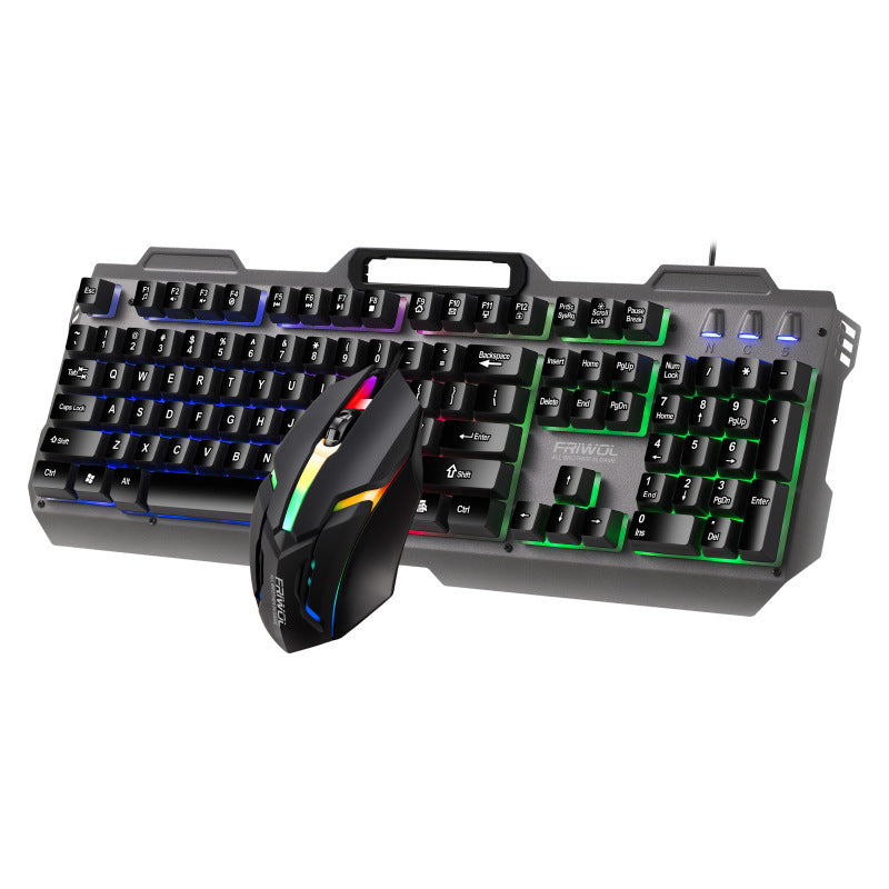 Friends Wolf KT600 Gaming Keyboard and Mouse Set Manipulator Feel Office Computer Metal Gaming Wired Keyboard USB