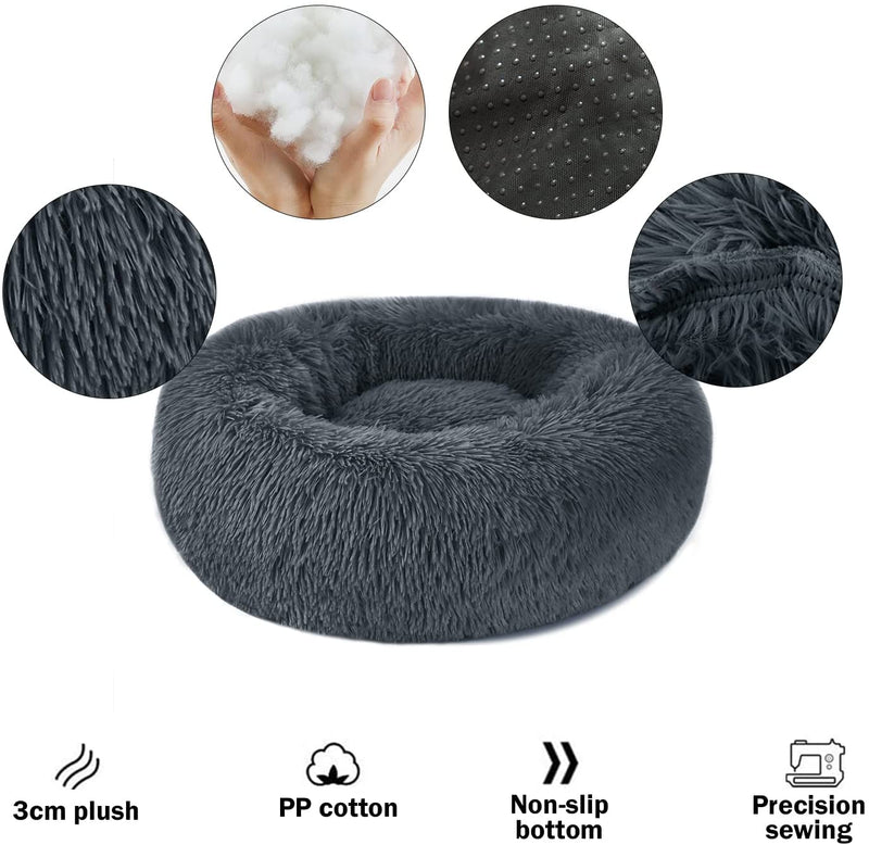 Cuccia Gatto Cane Antistress Morbida - Cuscino Pelosa per Cani Gatti Interno Nuvola Soffice Peluche Rotondo Da Ciambella, Letto Pelosa per Animale Domestico (Xl-70Cm/27.6In, Grigio Scuro)