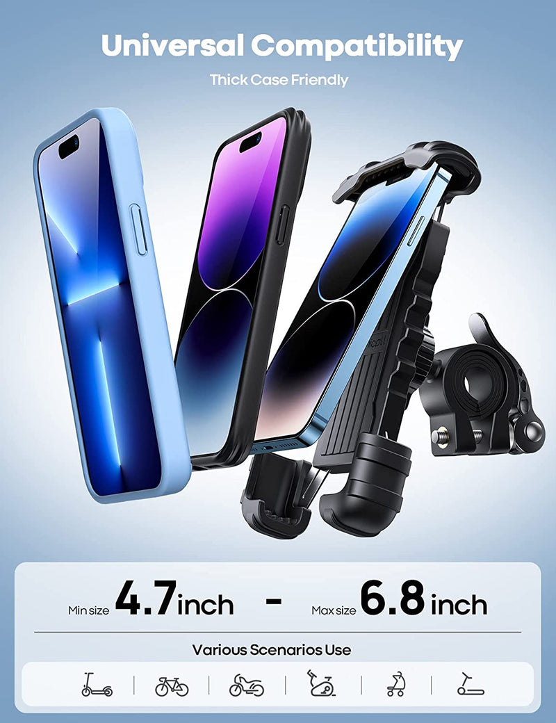 Supporto Telefono Bicicletta, Supporto Telefono Motociclo - Universale Manubrio Supporto Cellulare per Iphone 14 13 12 11 PRO Max, XS X 8 7, Samsung S10 S9 S8, 4.7-6.8 Pollici Smartphones