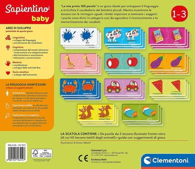 - Sapientino Baby Prime 100 Parole-Gioco Educativo 1 Anno, Flashcards, (Versione in Italiano), Giochi Montessori, Made in Italy, Multicolore, 16412