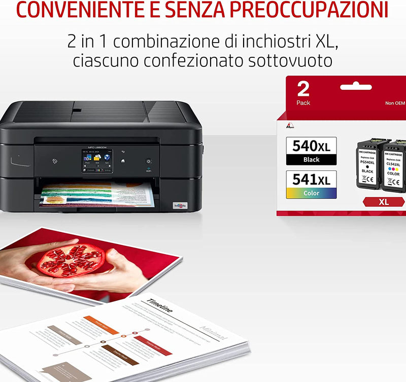 PG-540XL CL-541XL Cartucce Compatibili Con Canon PG-540 CL-541 (1 Nero 1 Colore) Cartucce D&