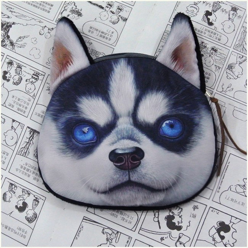 New Cute Cat Dog Face Zipper Case Coin Purse Female Wallet Purses Makeup Buggy Bag