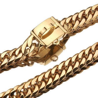 Pet Chain Dog Collar Leash 17Mm Gold Stainless Steel Necklace French Pitbully Collar Strap Dropshipping Pet Suppliers