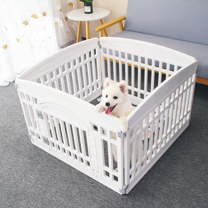 Recinto per Cani Cuccioli Da Interno O Esterno, Box per Cani, Gabbia per Cuccioli Con Cancelletto, Solido Smooth Installazione Semplice Bianco