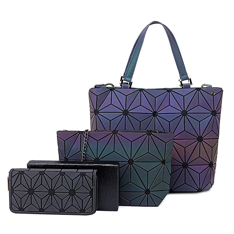 Luminous Makeup Bag Lattice Design Geometric Bag