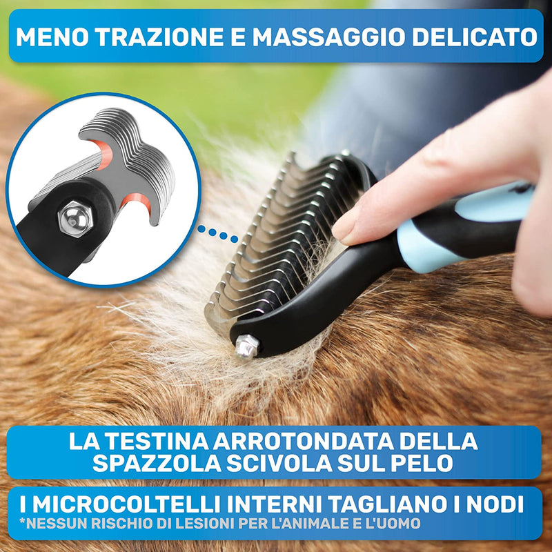 ® Spazzola per Cani E Gatti per Pelo Lungo | Il Pettine per Sottopelo Rimuove Sottopelo E Grovigli | Diradamento E Protezione Superiore Dei Capelli | Spazzola Di Pelliccia