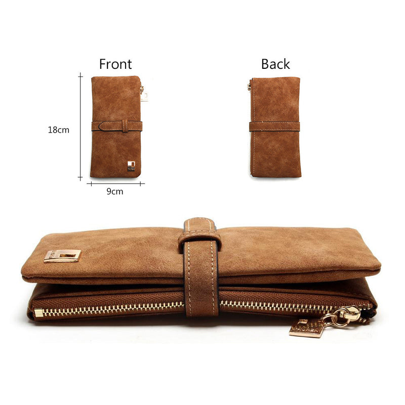 Korean Version of the Retro Matte Leather Two-Fold Draw Long Wallet Multi-Card Lady Wallet