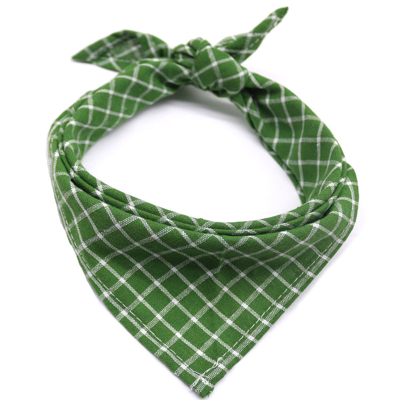 Pet Dog and Cat Plaid Cotton Triangle Scarf