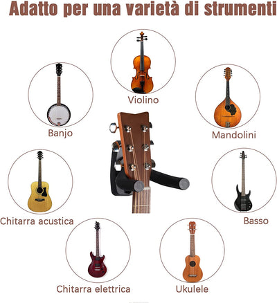 Supporto per Chitarra a Gancio Chitarra Parete Ganci Stand Confezione Da Supporto Gancio Montaggio a Parete Ganci Appendi Titolare per Chitarra Elettrica Basso Elettrico Ukulele Violino (1PC)