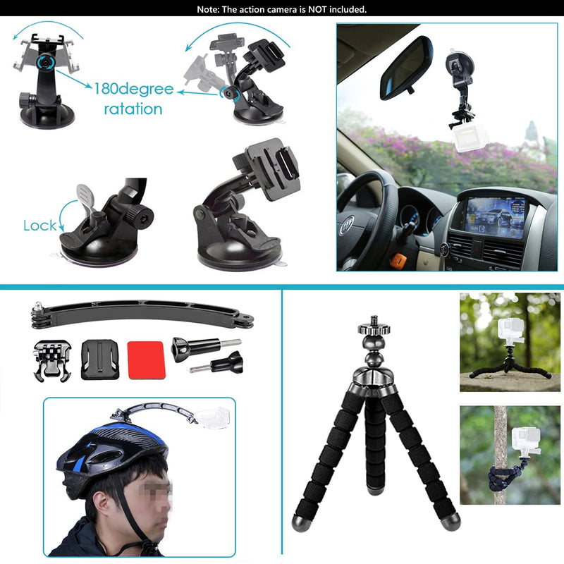 53-In-1 Action Camera Kit Accessori Compatibile Con Gopro Hero 10 9 8 Max 7 6 5 4 Nero Gopro 2018 Session Fusion Argento Bianco Insta360 DJI Action 2 AKASO APEMAN Campark SJCAM Ecc