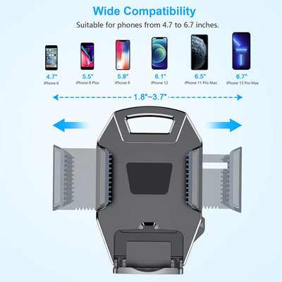 Supporto Auto Smartphone, Supporto per Telefono per Auto [360 Gradi Di Rotazione] Con Cruscotto Regolabile E Supporto per Braccio Estensibile per Auto Forte Rilievo in Gel Appiccicoso