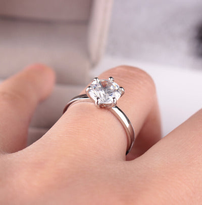 Plated 925 Silver Six-Prong Zirconia Ring High-Diamond Wedding Couple Accessories Engagement Ring