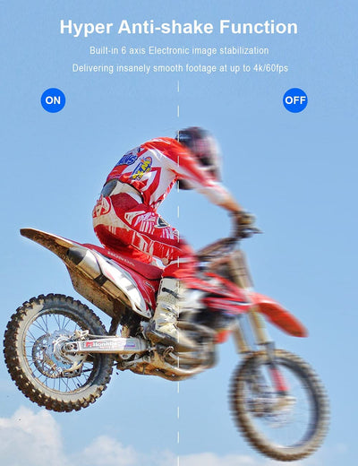 4K 60Fps Action Cam 20MP EIS Wifi Fotocamera Subacquea Impermeabile 40M Sott'Acqua Sports Camera 170° Grandangolare Telecomando Microfono Esterno 2X1350Mah Batterie E Accessori