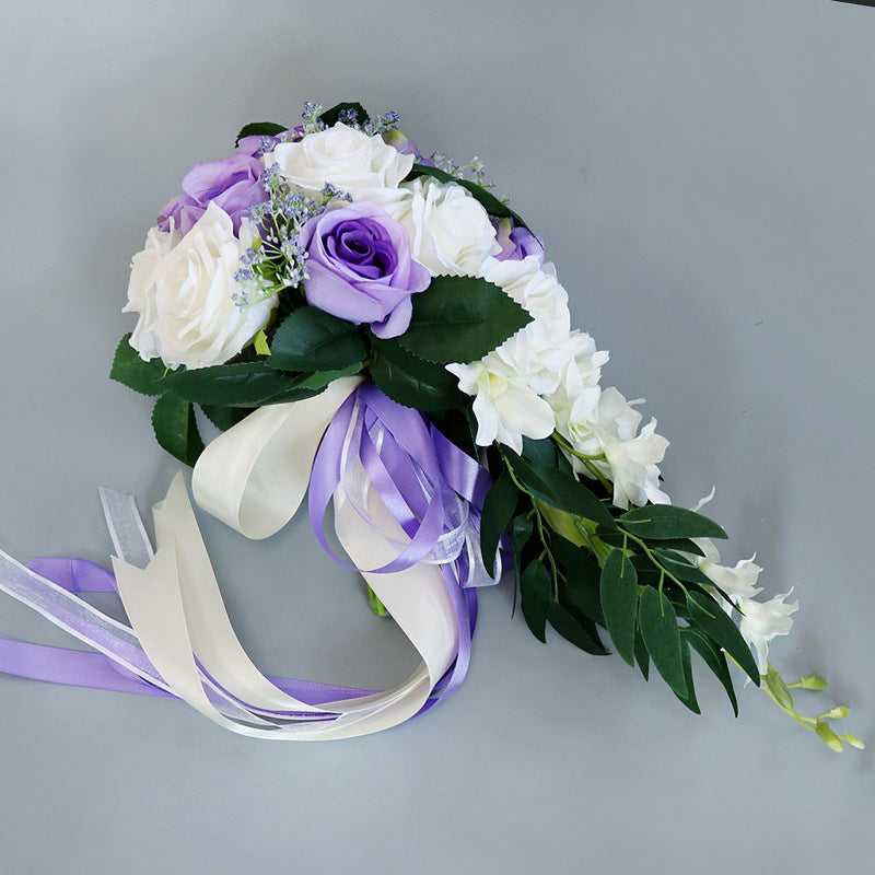 Waterfall Wedding Bride Bouquet Bridesmaid Hand Tied Artificial Flower Decor