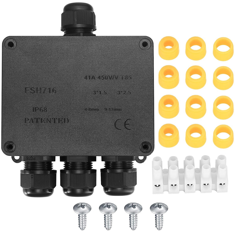 Scatola Derivazione Esterna, Scatola Di Giunzione Impermeabile IP68, 4 Vie Scatola Elettrica Da Esterno, Scatola Di Giunzione per Cavo Ø4-12Mm