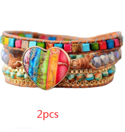 7 Chakra Leather Wrapped Bracelet