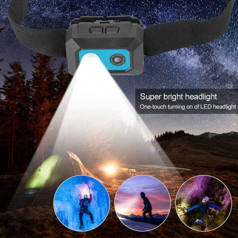 Mini Action Camera - Videocamera DV per Videocamera Sportiva Con Faro Super Luminoso, Risoluzione HD 1920 * 1080P, Videoregistratore DVR Ultra Grandangolare 120 °, Videocamera Full Hd(Blu)